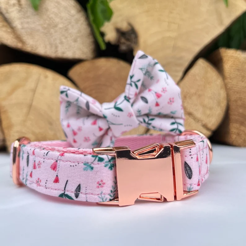 Pink floral dog collar hot sale
