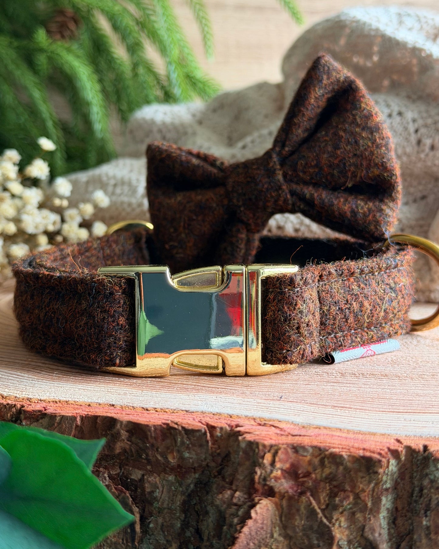 Harris Tweed® Walnut Brown Dog Collar Bow & Lead Set (Copy) Dash Of Hounds