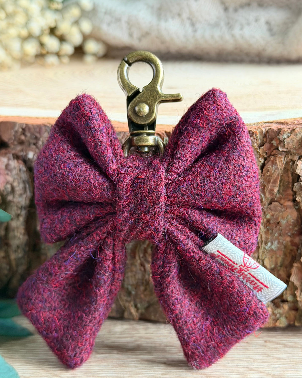 Harris Tweed® Bow Key Ring | Bag Charm | Autumn Berry (Copy) Dash Of Hounds
