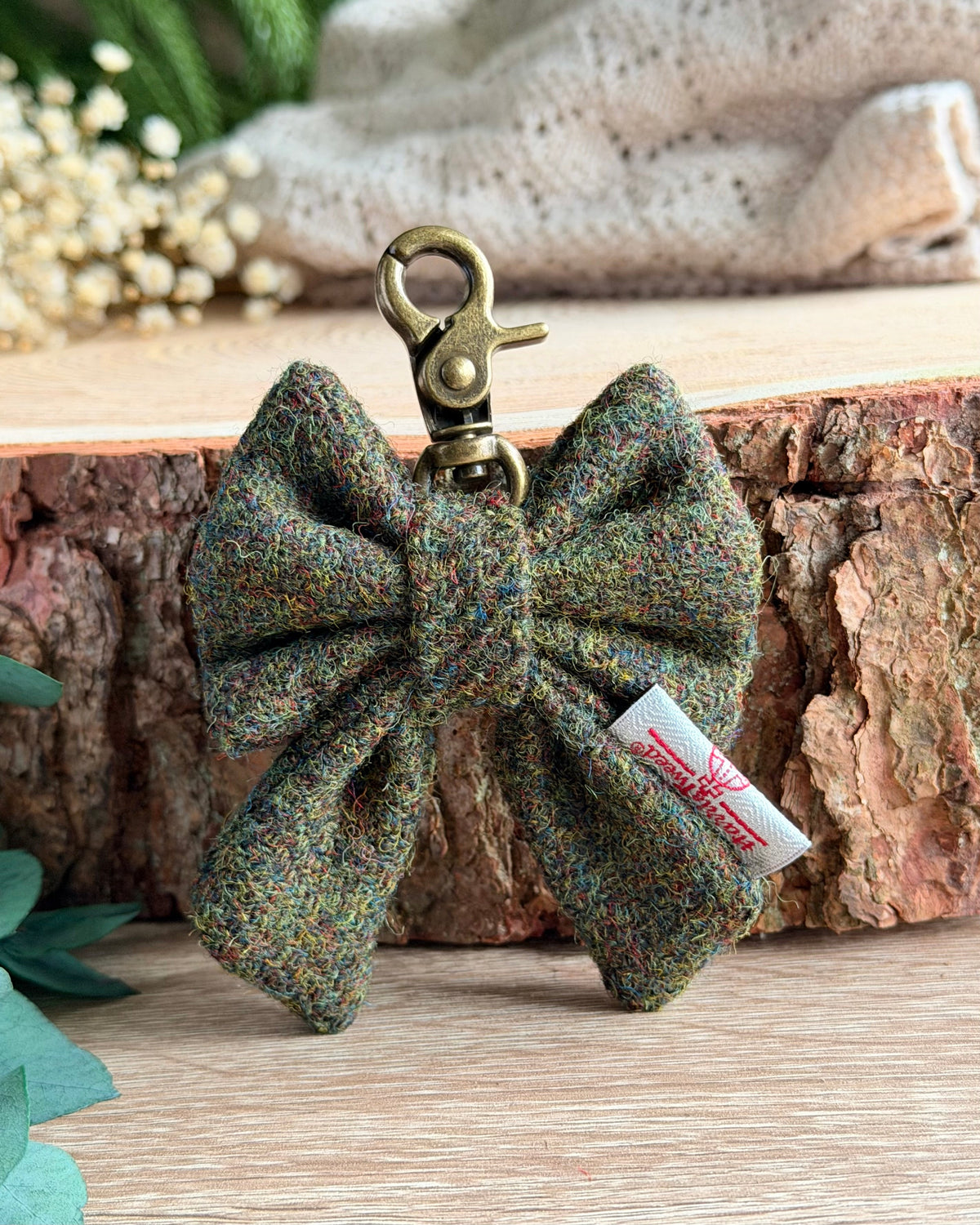 Harris Tweed® Bow Keyring | Bag Charm | Moss Green (Copy) Dash Of Hounds