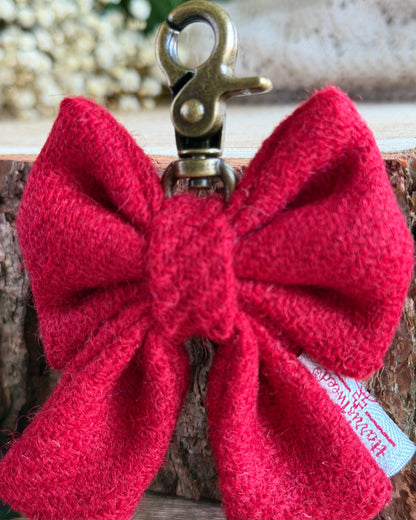 Harris Tweed® Bow Keyring | Bag Charm | Red Dash Of Hounds