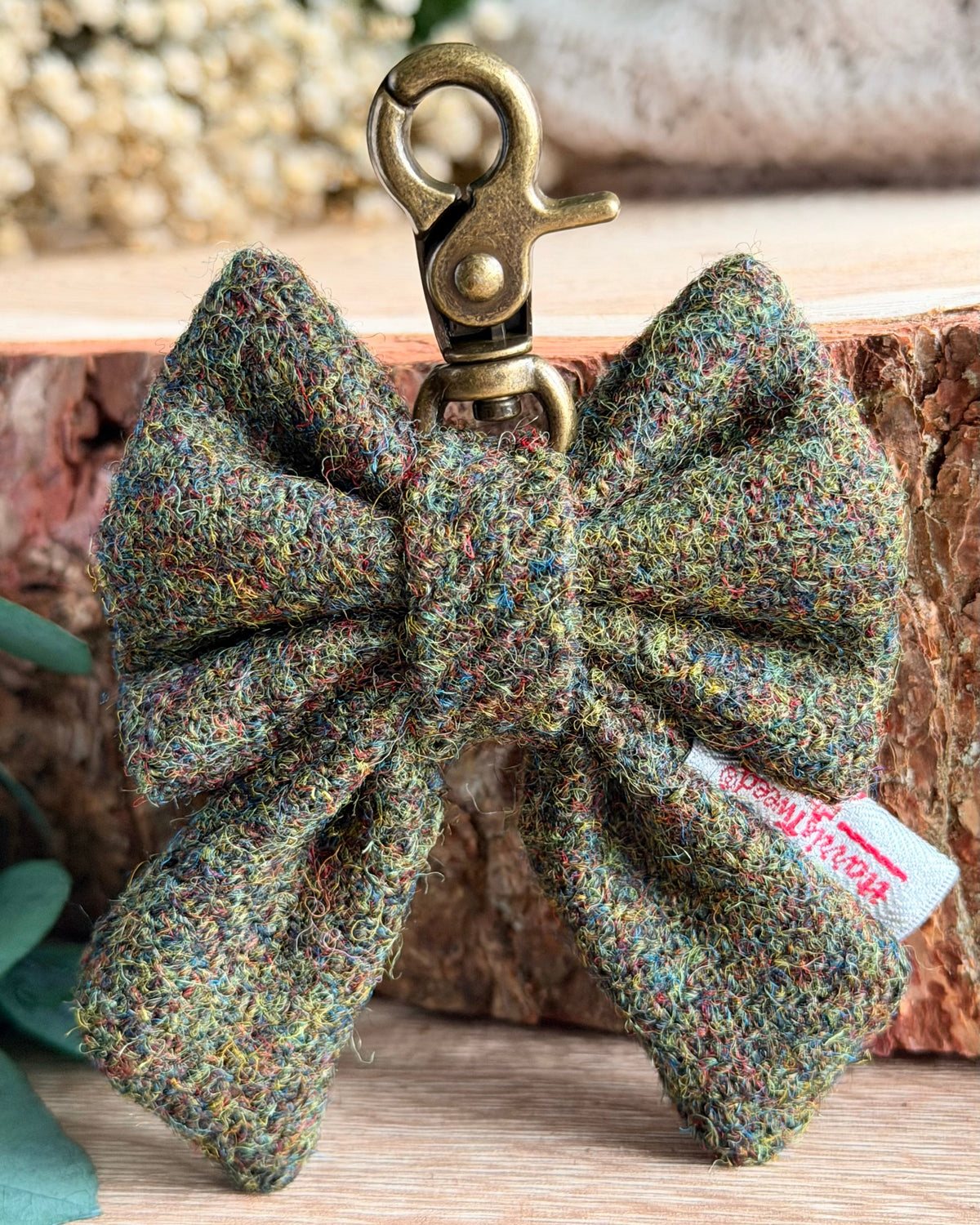 Harris Tweed® Bow Keyring | Bag Charm | Moss Green (Copy) Dash Of Hounds