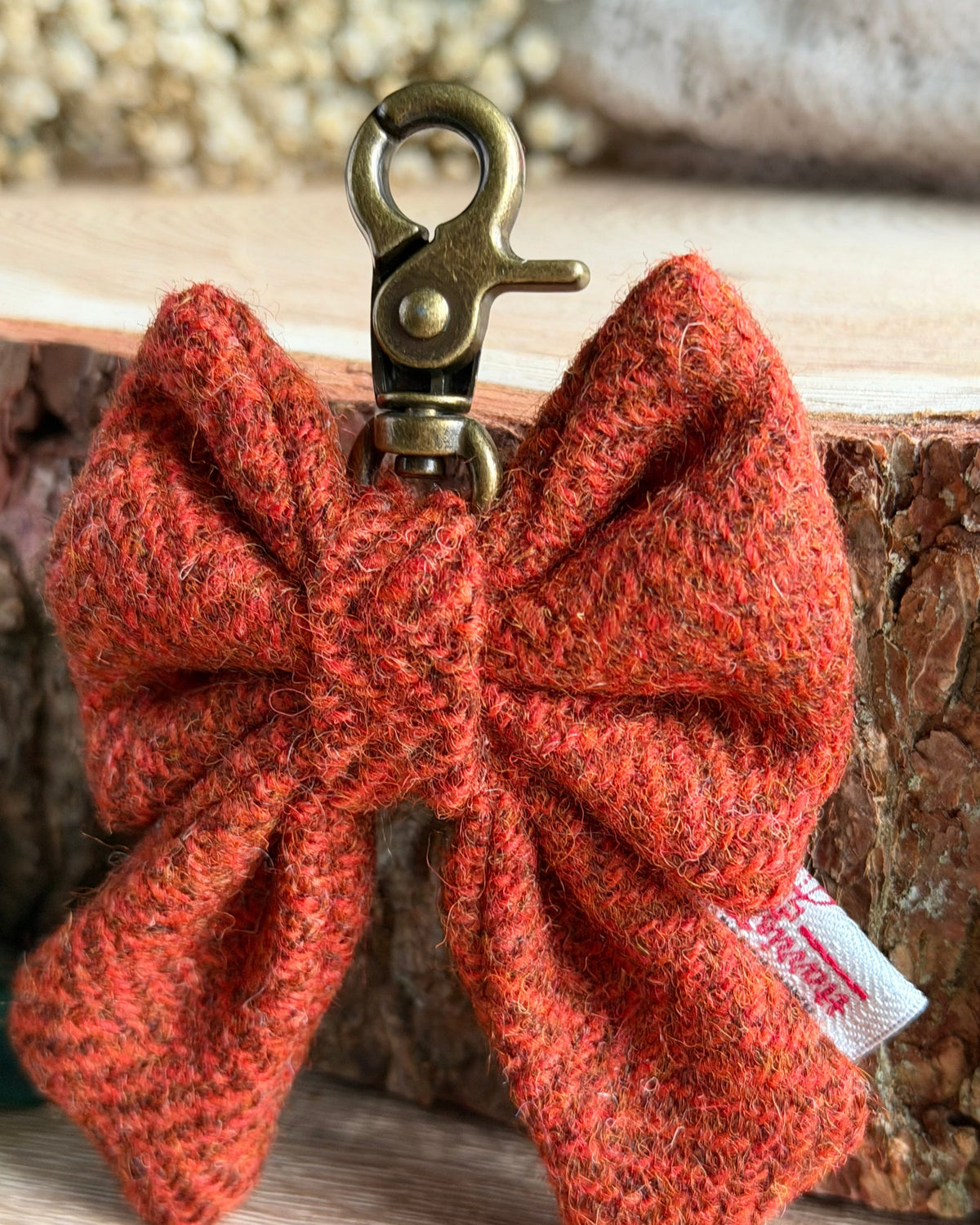 Harris Tweed® Bow Key Ring | Bag Charm | Burnt Orange (Copy) Dash Of Hounds