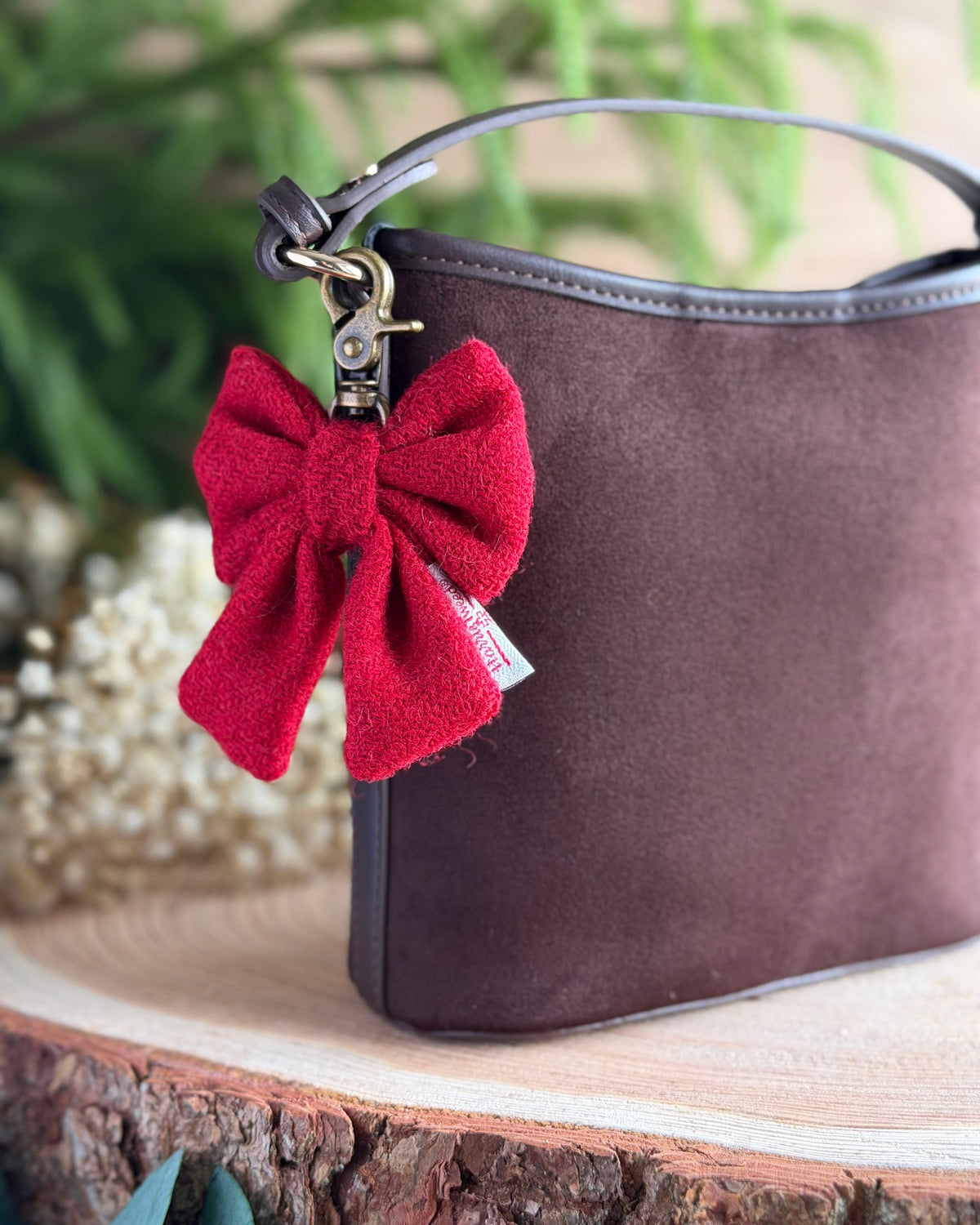 Harris Tweed® Bow Keyring | Bag Charm | Red Dash Of Hounds