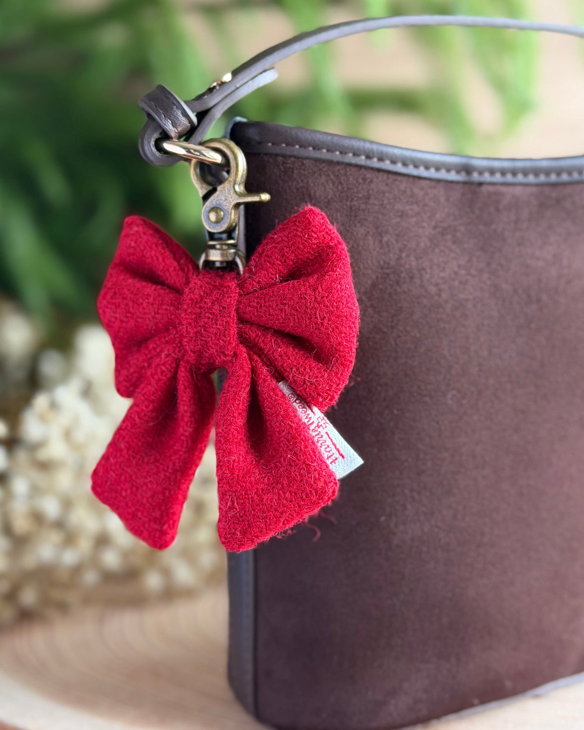 Harris Tweed® Bow Keyring | Bag Charm | Red Dash Of Hounds