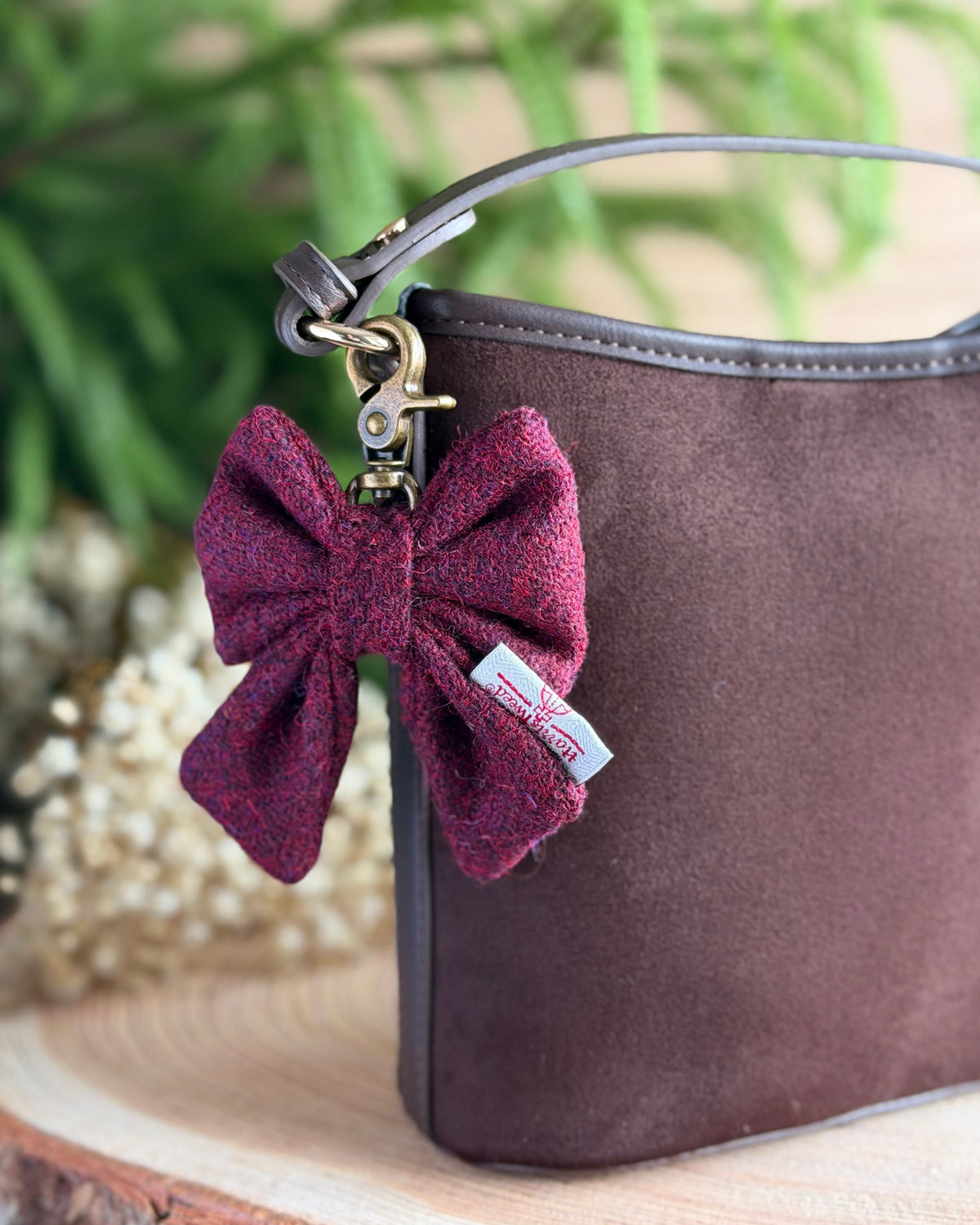 Harris Tweed® Bow Keyring | Bag Charm | Autumn Berry Dash Of Hounds