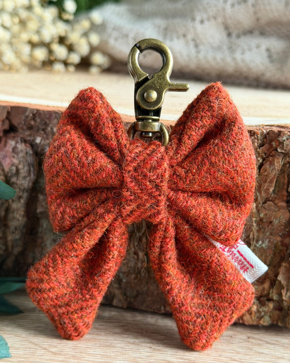 Harris Tweed® Bow Key Ring | Bag Charm | Burnt Orange (Copy) Dash Of Hounds