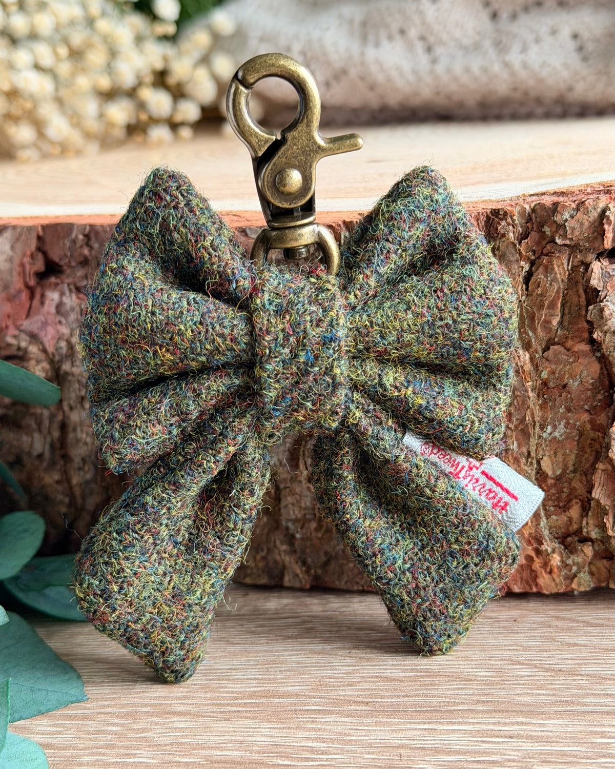Harris Tweed® Bow Keyring | Bag Charm | Moss Green (Copy) Dash Of Hounds