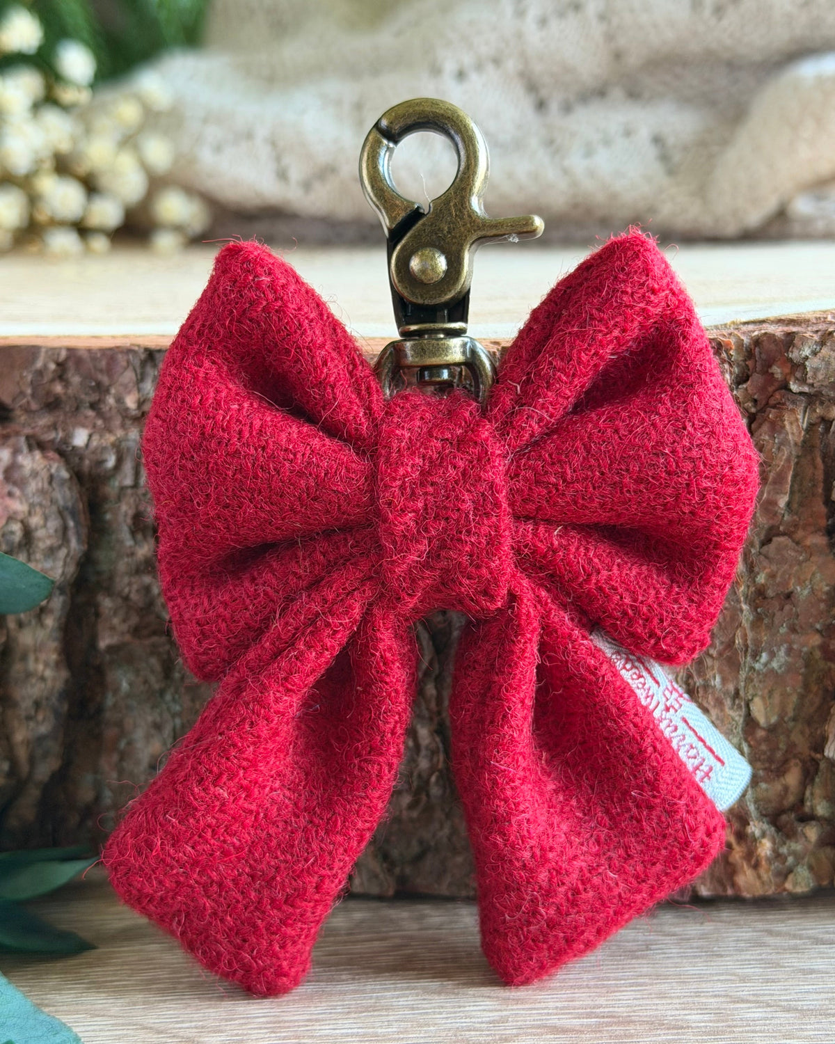 Harris Tweed® Bow Keyring | Bag Charm | Red Dash Of Hounds