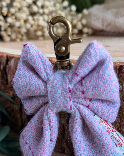 Harris Tweed® Bow Keyring | Bag Charm | Heather Mist Lilac Dash Of Hounds