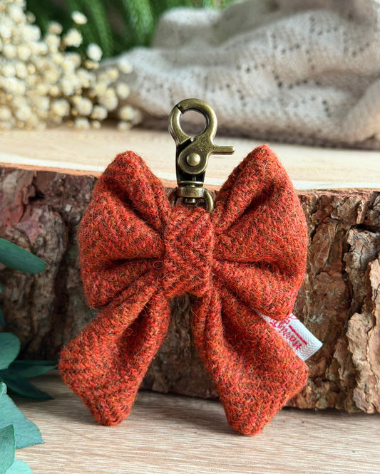Harris Tweed® Bow Keyring | Bag Charm | Burnt Orange (Copy) Dash Of Hounds