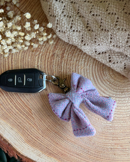 Harris Tweed® Bow Keyring | Bag Charm | Heather Mist Lilac Dash Of Hounds