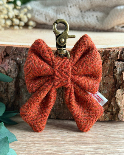 Harris Tweed® Bow Key Ring | Bag Charm | Burnt Orange (Copy) Dash Of Hounds