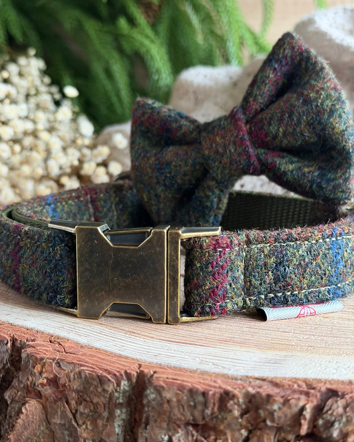 Harris Tweed® Moss Green Dog Collar Bow & Lead Set (Copy) Dash Of Hounds