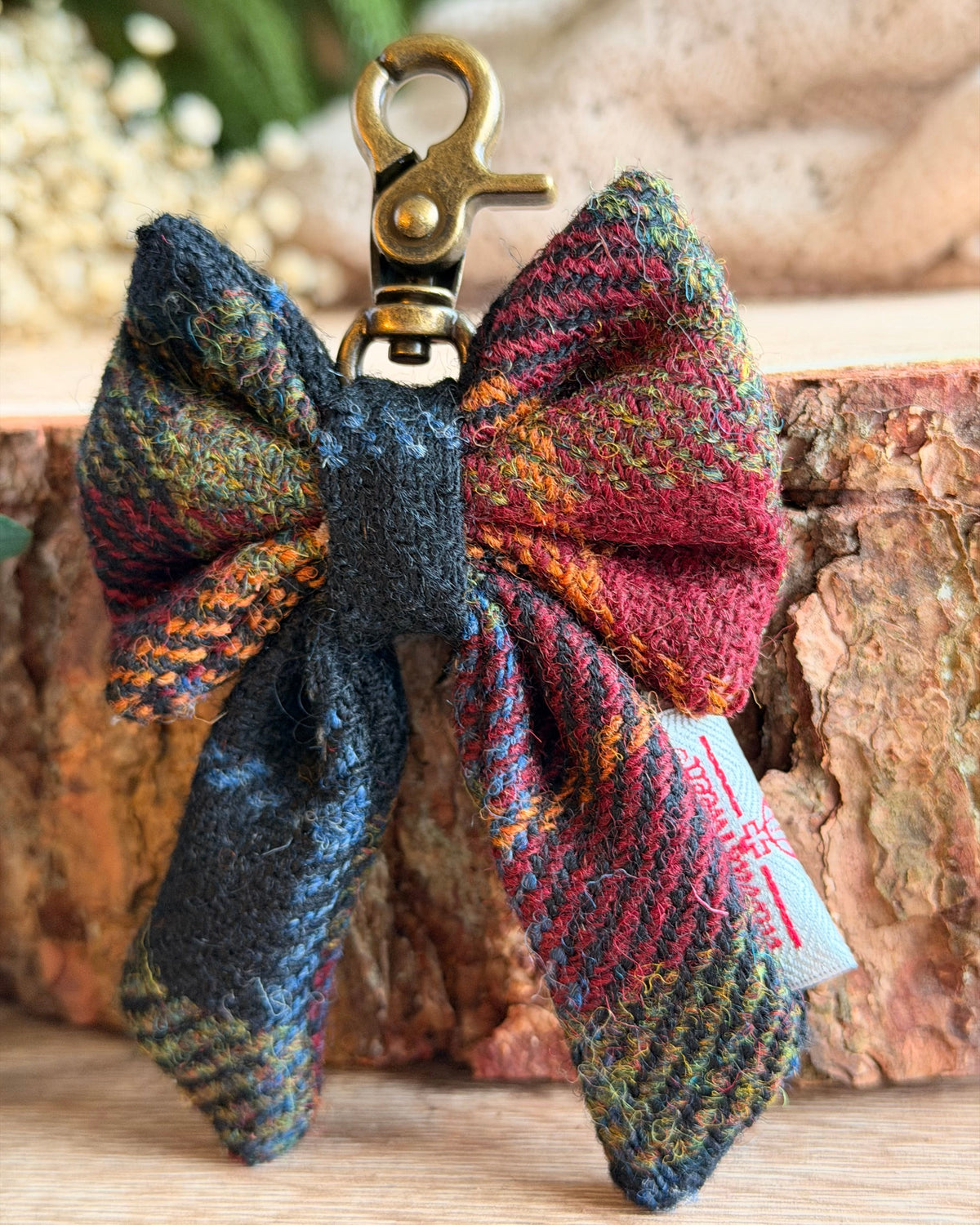 Harris Tweed® Bow Keyring | Bag Charm | Autumn Brown Check (Copy) Dash Of Hounds