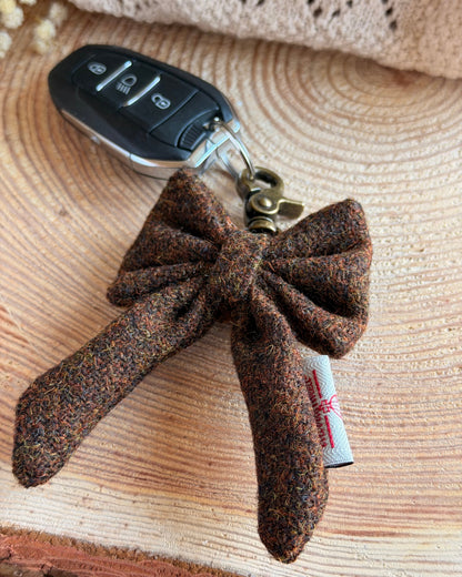 Harris Tweed® Bow Keyring | Bag Charm | Walnut Brown (Copy) Dash Of Hounds