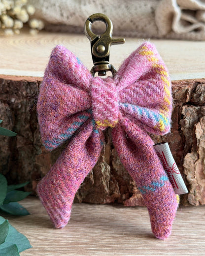 Harris Tweed® Bow Keyring | Bag Charm | Rose Pink Check (Copy) Dash Of Hounds