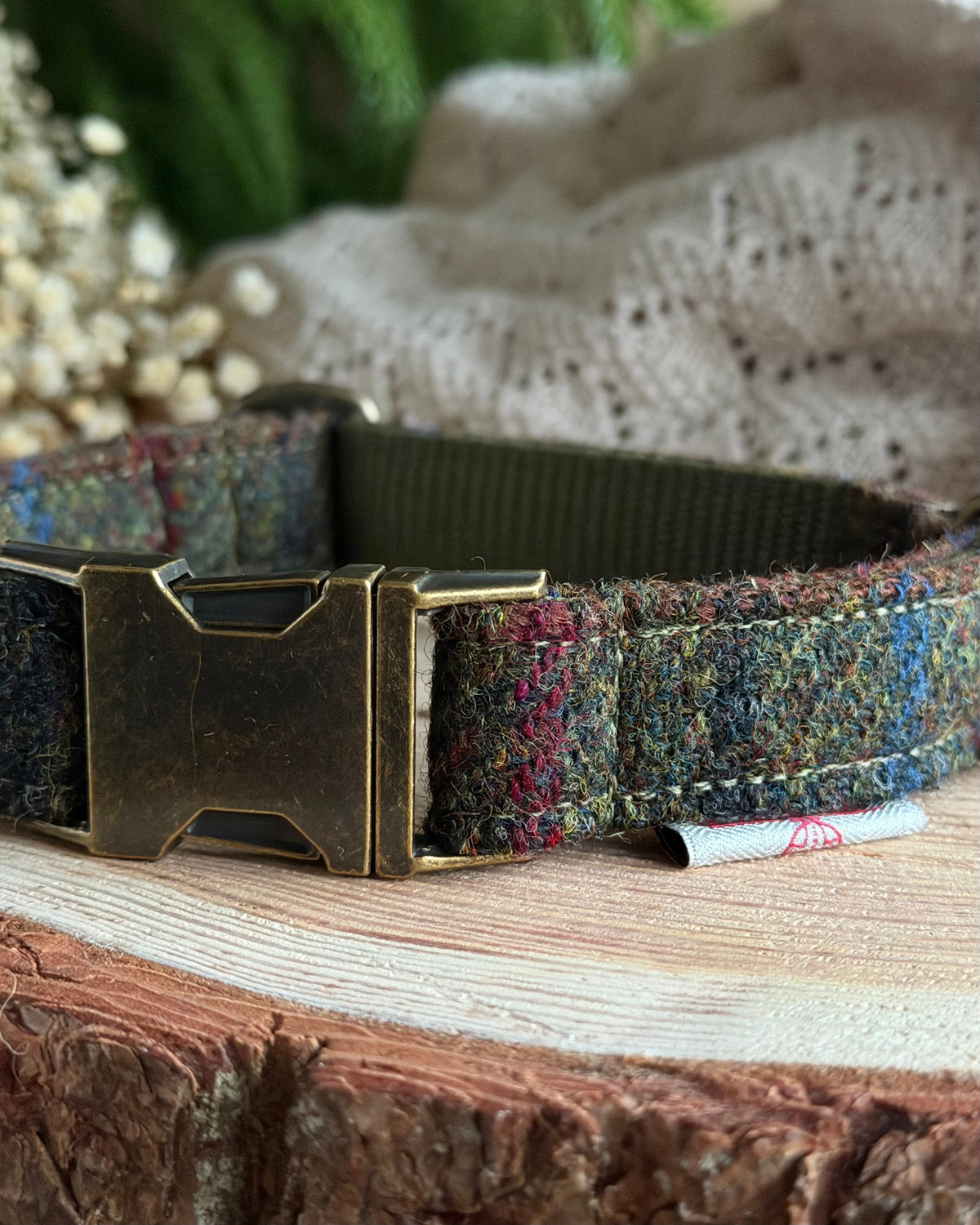 Harris Tweed® Moss Green Dog Collar Bow & Lead Set (Copy) Dash Of Hounds