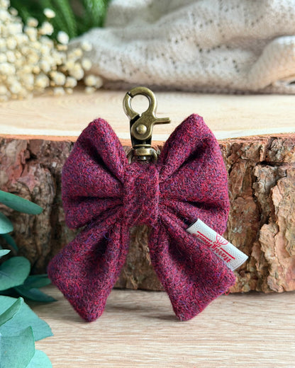Harris Tweed® Bow Key Ring | Bag Charm | Autumn Berry (Copy) Dash Of Hounds