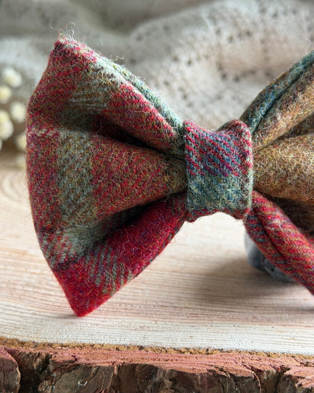 Autumn Khaki Tweed Dog Collar Bow & Lead Set Dash Of Hounds