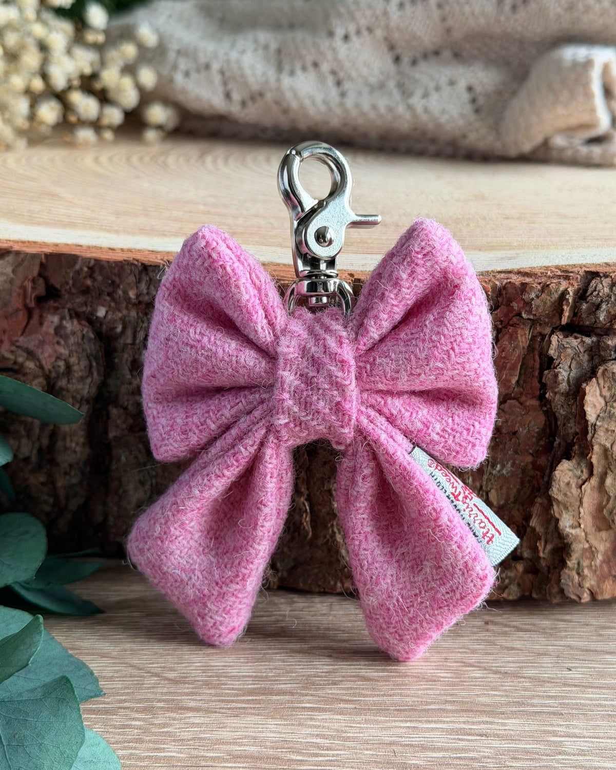 Harris Tweed® Bow Key Ring | Bag Charm | Baby Pink (Copy) Dash Of Hounds