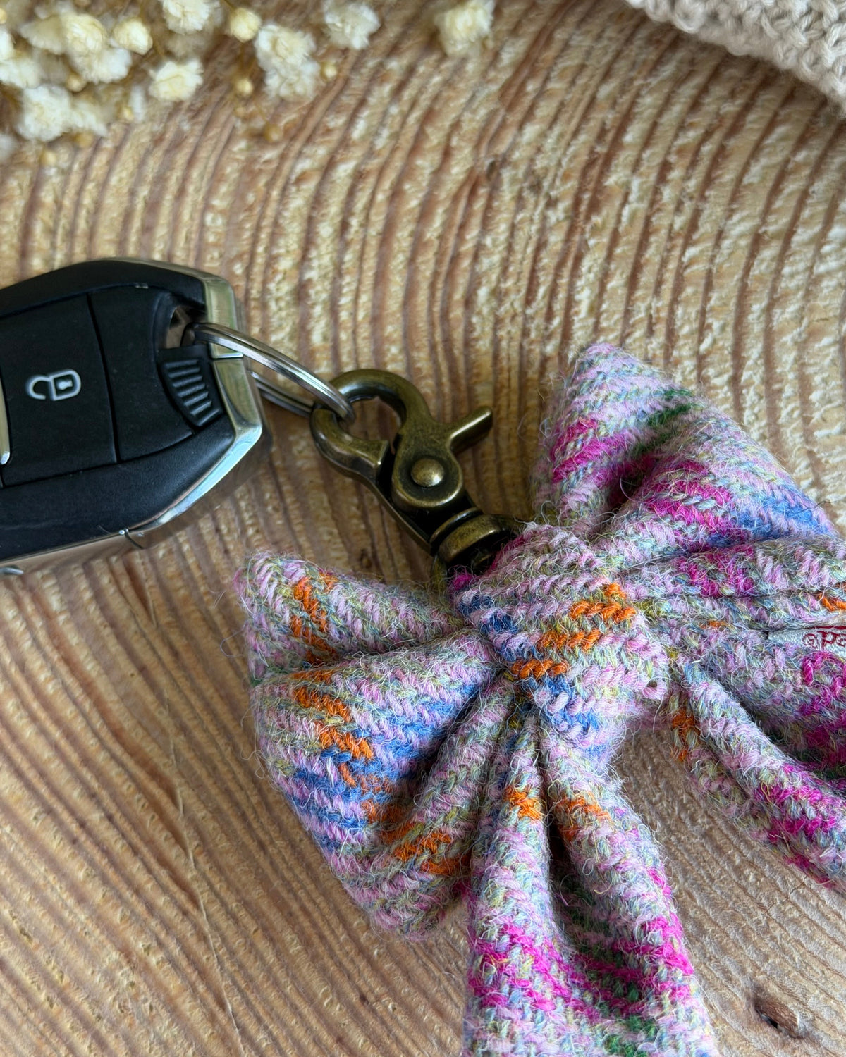 Harris Tweed® Bow Keyring | Bag Charm | Pink Lilac (Copy) Dash Of Hounds