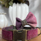 Mauve Meadow Check Pink Tweed Dog Collar Bow & Lead Set Dash Of Hounds