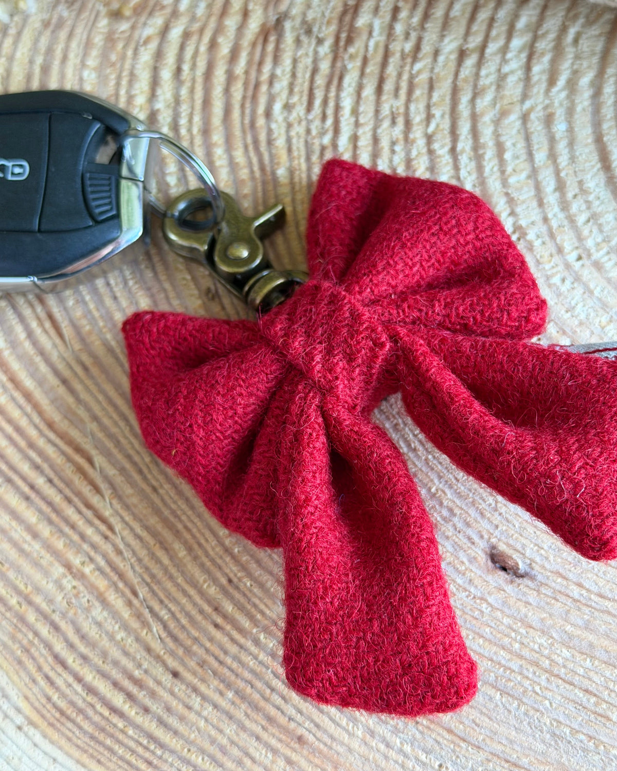 Harris Tweed® Bow Keyring | Bag Charm | Red Dash Of Hounds