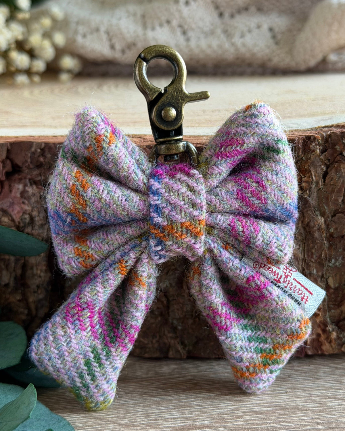 Harris Tweed® Bow Keyring | Bag Charm | Pink Lilac (Copy) Dash Of Hounds