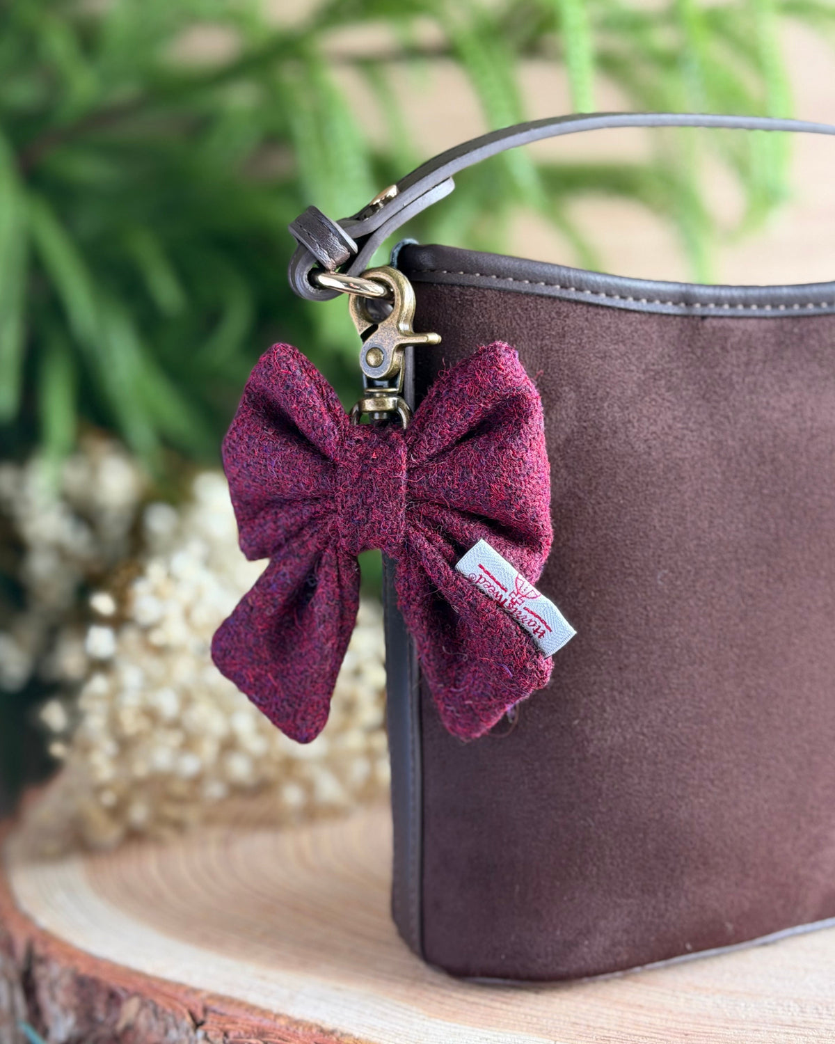 Harris Tweed® Bow Keyring | Bag Charm | Autumn Berry Dash Of Hounds