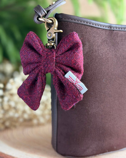 Harris Tweed® Bow Keyring | Bag Charm | Autumn Berry Dash Of Hounds