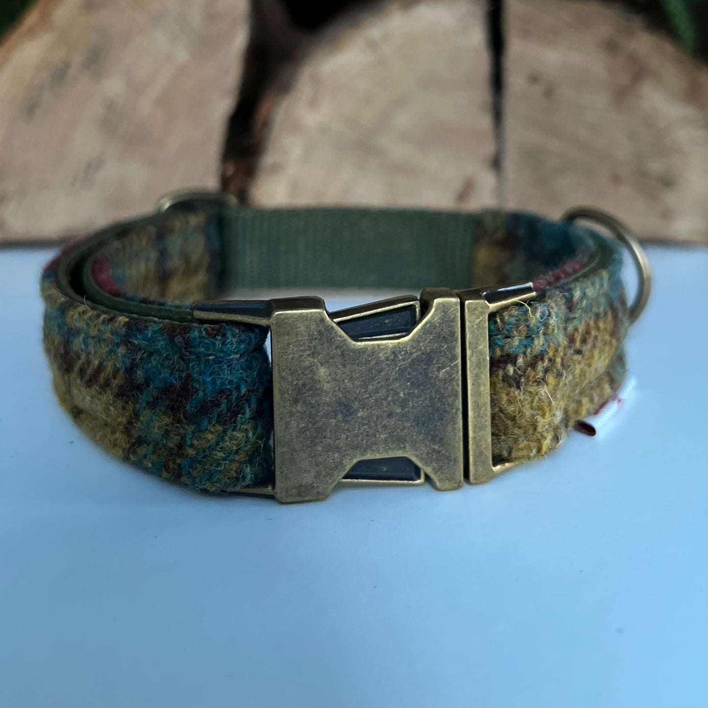 Harris Tweed® Autumn Highland Teal Dog Collar Bow & Lead Set