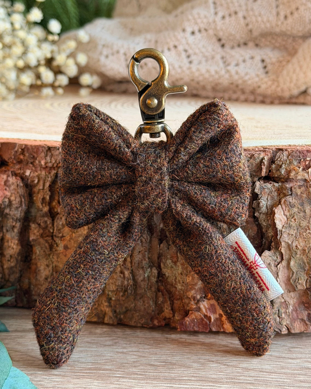 Harris Tweed® Bow Keyring | Bag Charm | Walnut Brown (Copy) Dash Of Hounds