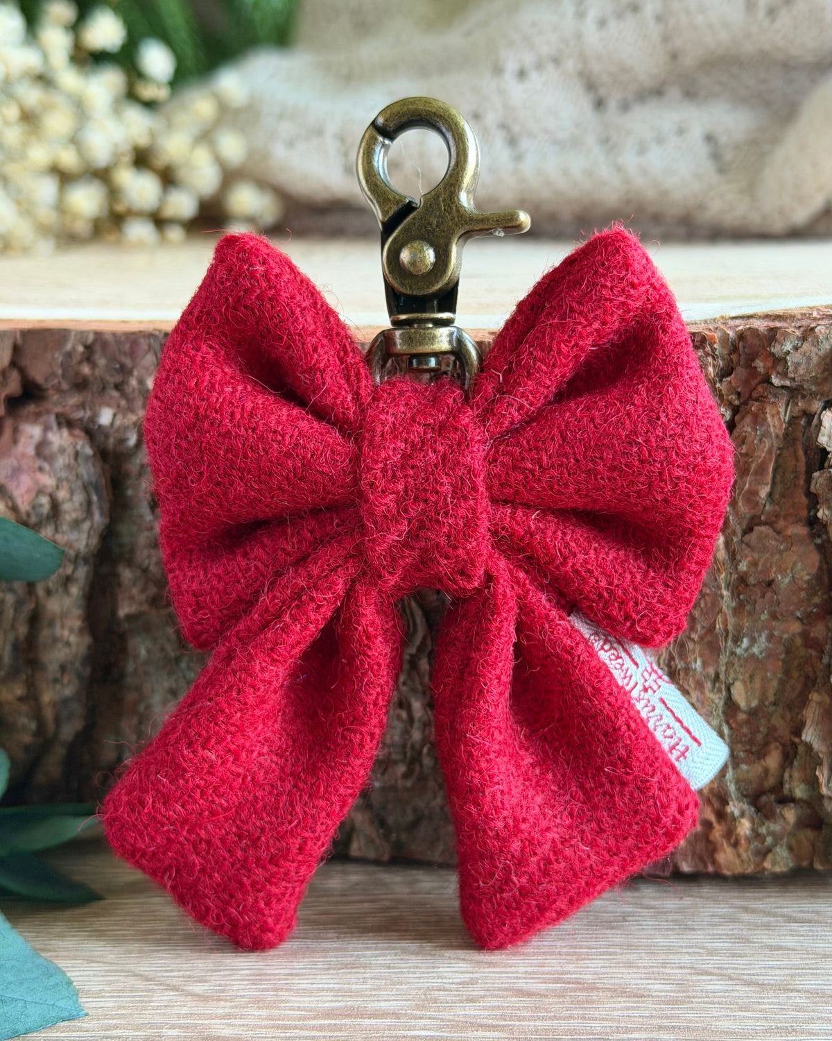 Harris Tweed® Bow Keyring | Bag Charm | Red Dash Of Hounds