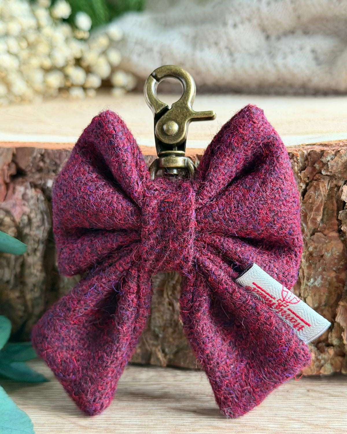 Harris Tweed® Bow Key Ring | Bag Charm | Autumn Berry (Copy) Dash Of Hounds
