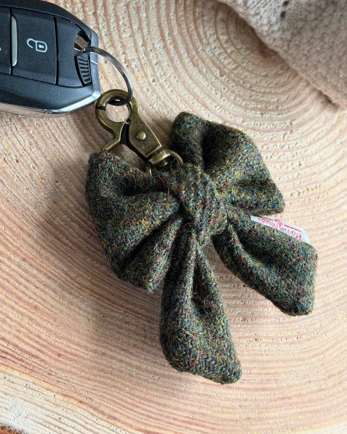Harris Tweed® Bow Keyring | Bag Charm | Moss Green (Copy) Dash Of Hounds