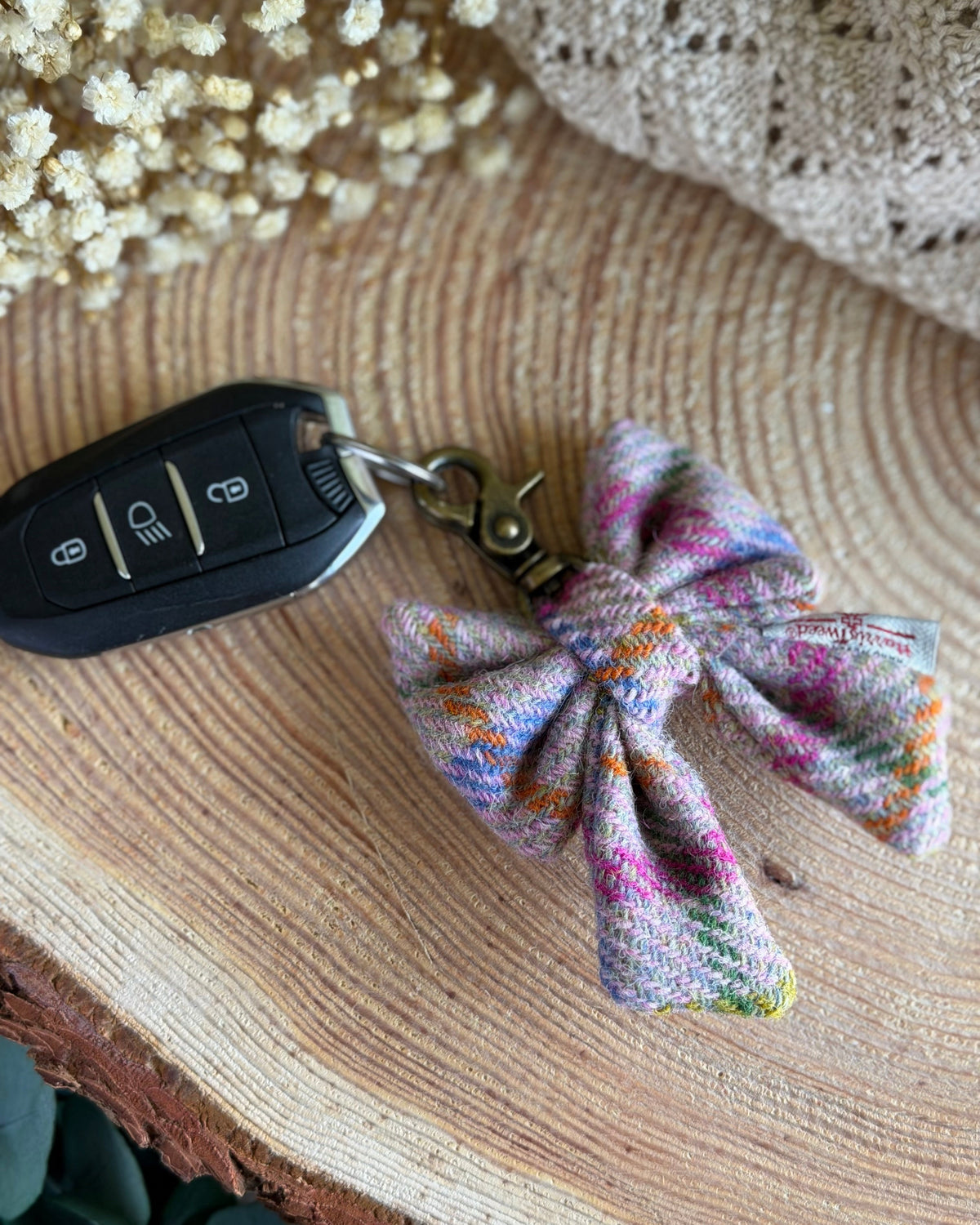 Harris Tweed® Bow Keyring | Bag Charm | Pink Lilac (Copy) Dash Of Hounds