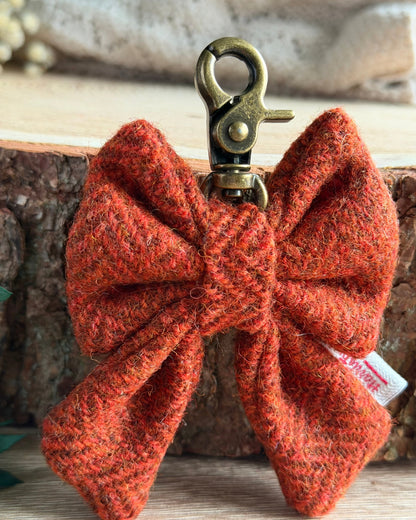 Harris Tweed® Bow Key Ring | Bag Charm | Burnt Orange (Copy) Dash Of Hounds