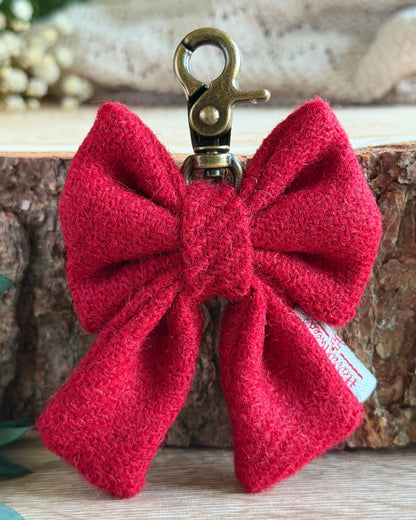 Harris Tweed® Bow Keyring | Bag Charm | Red Dash Of Hounds