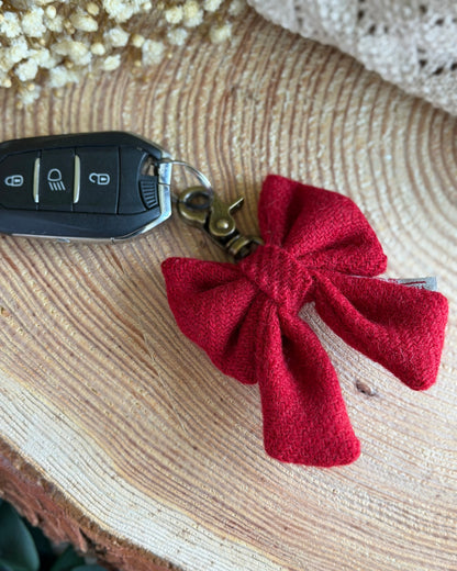 Harris Tweed® Bow Keyring | Bag Charm | Red Dash Of Hounds