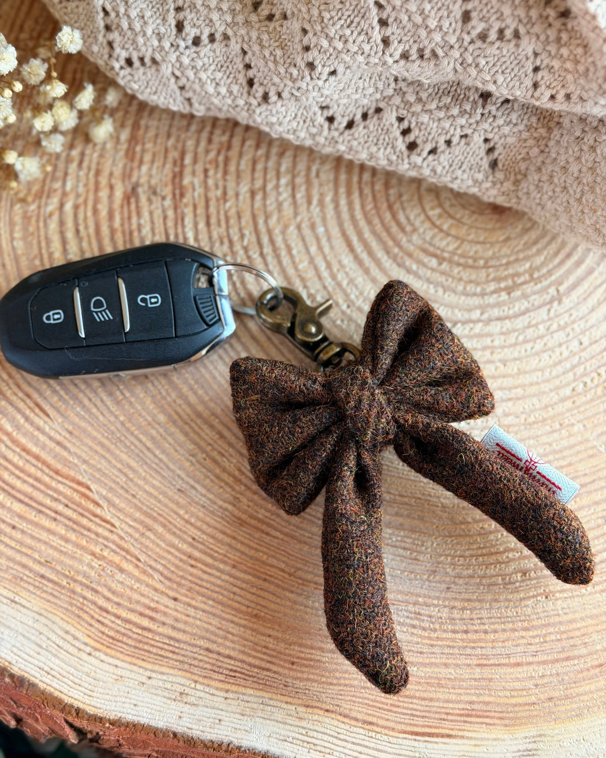 Harris Tweed® Bow Keyring | Bag Charm | Walnut Brown (Copy) Dash Of Hounds