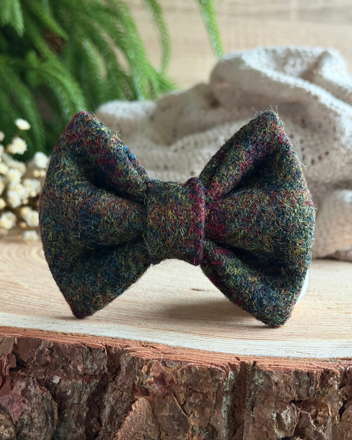 Harris Tweed® Moss Green Dog Collar Bow & Lead Set (Copy) Dash Of Hounds