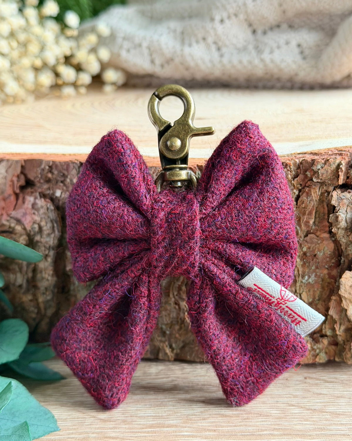 Harris Tweed® Bow Key Ring | Bag Charm | Autumn Berry (Copy) Dash Of Hounds