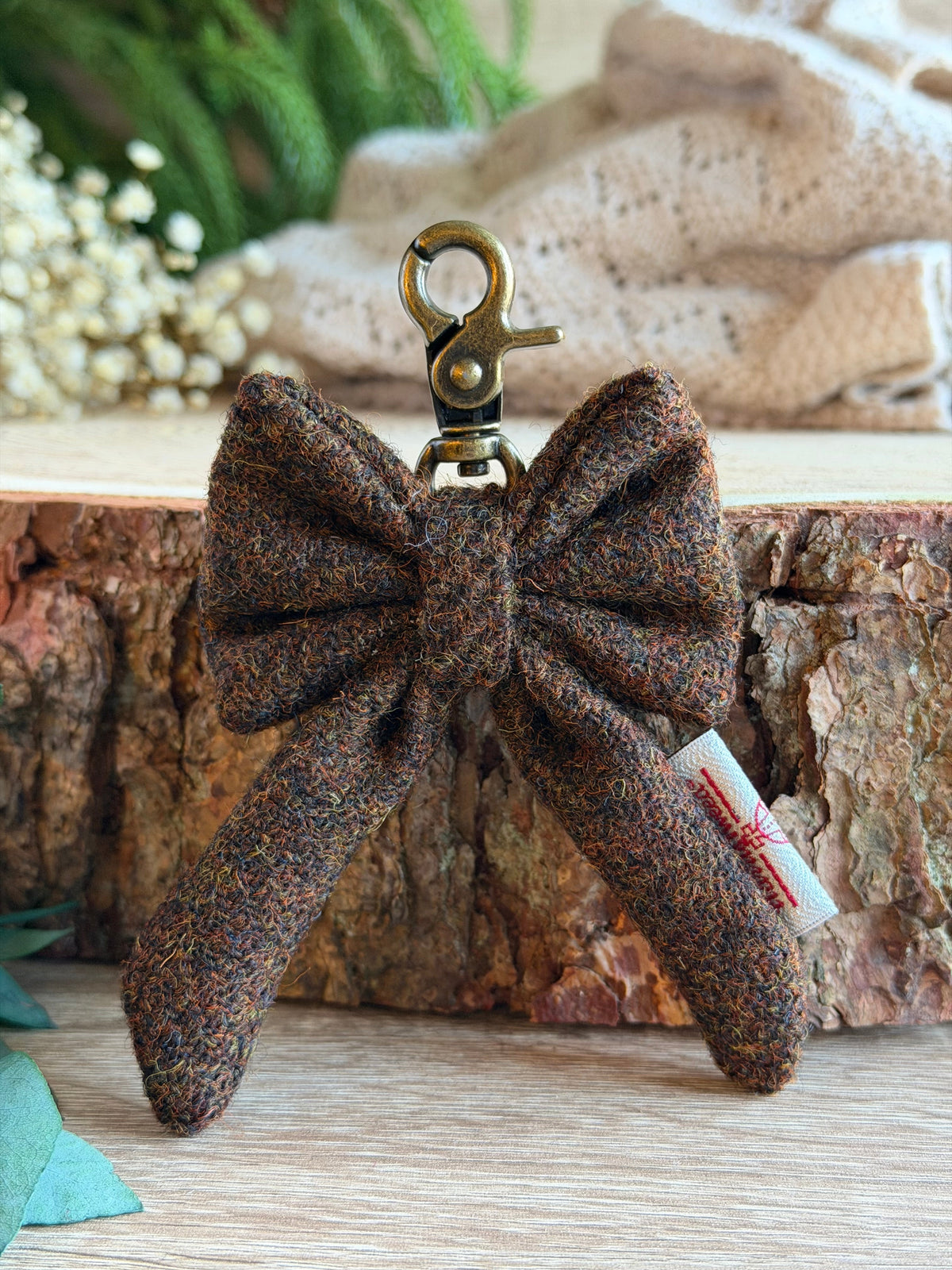 Harris Tweed® Bow Keyring | Bag Charm | Walnut Brown (Copy) Dash Of Hounds