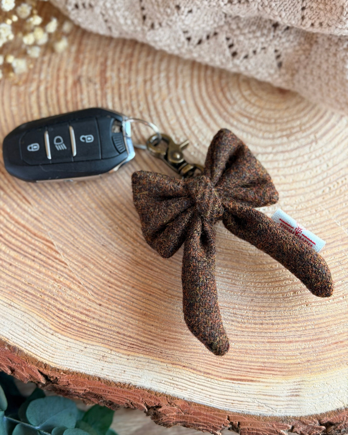 Harris Tweed® Bow Keyring | Bag Charm | Walnut Brown (Copy) Dash Of Hounds