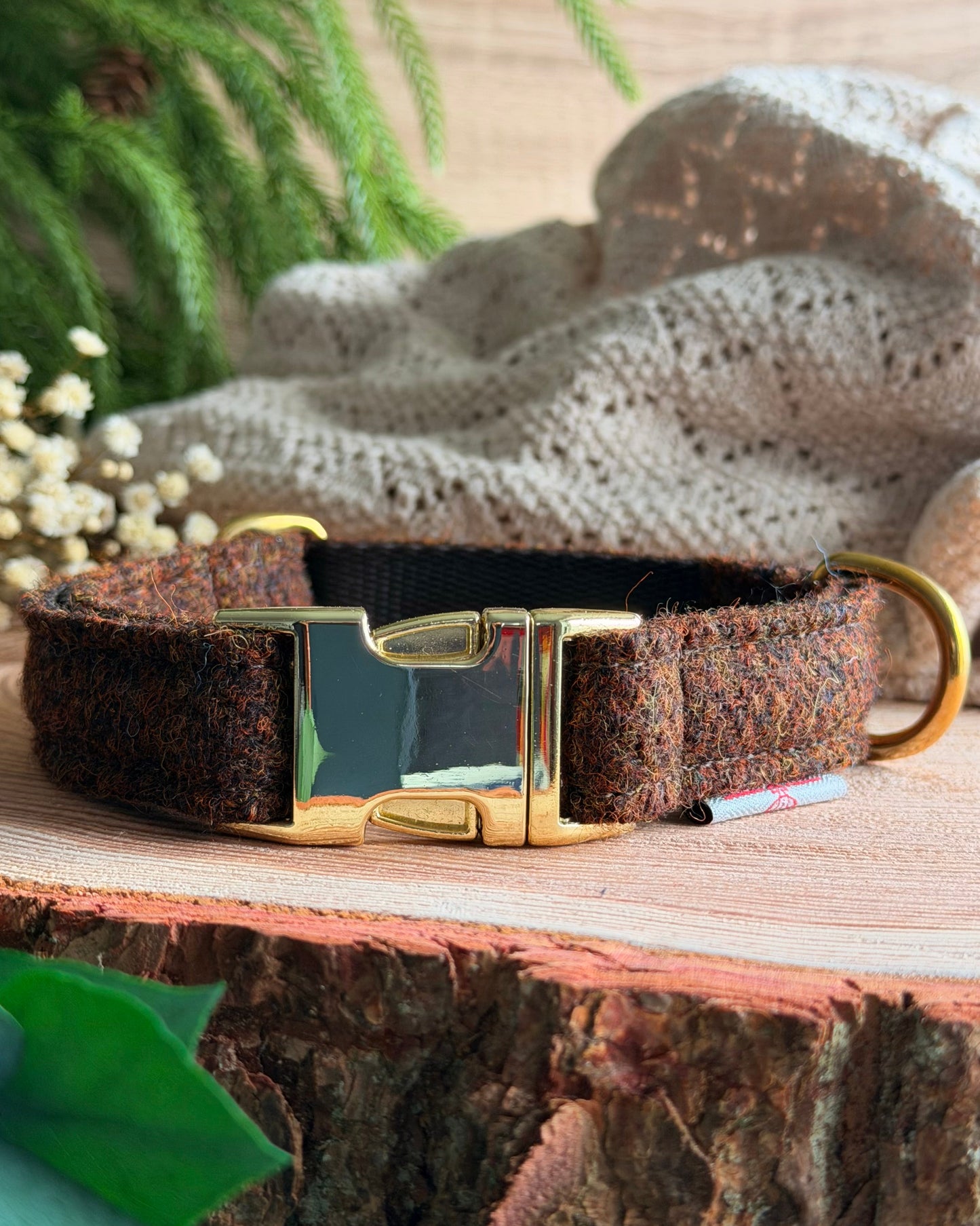 Harris Tweed® Walnut Brown Dog Collar Bow & Lead Set (Copy) Dash Of Hounds