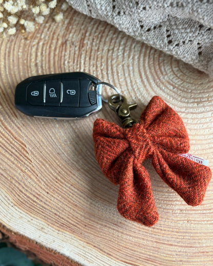 Harris Tweed® Bow Key Ring | Bag Charm | Burnt Orange (Copy) Dash Of Hounds