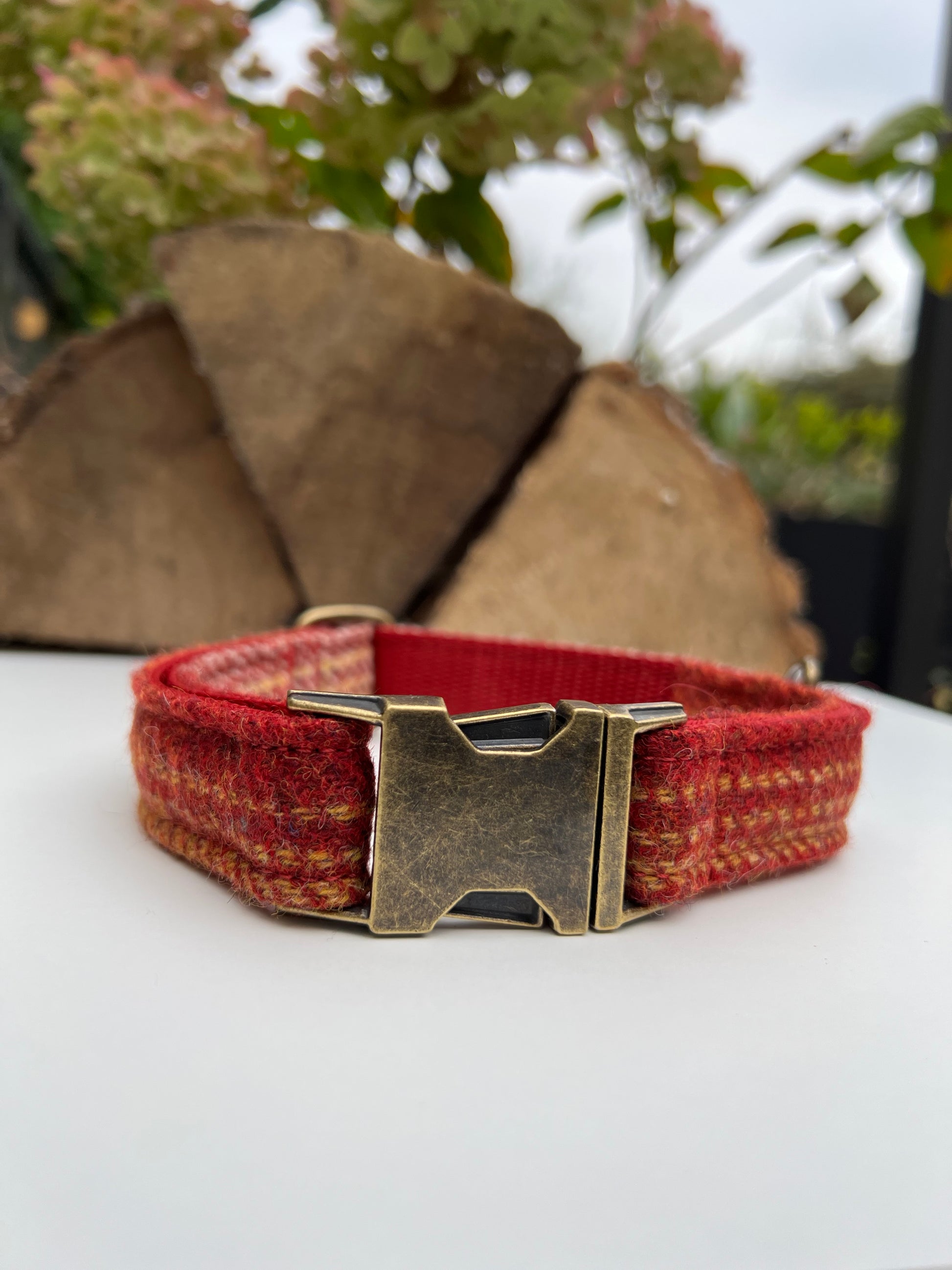 Pumpkin Spice Orange Tweed Dog Collar Bow & Lead Set Dash Of Hounds