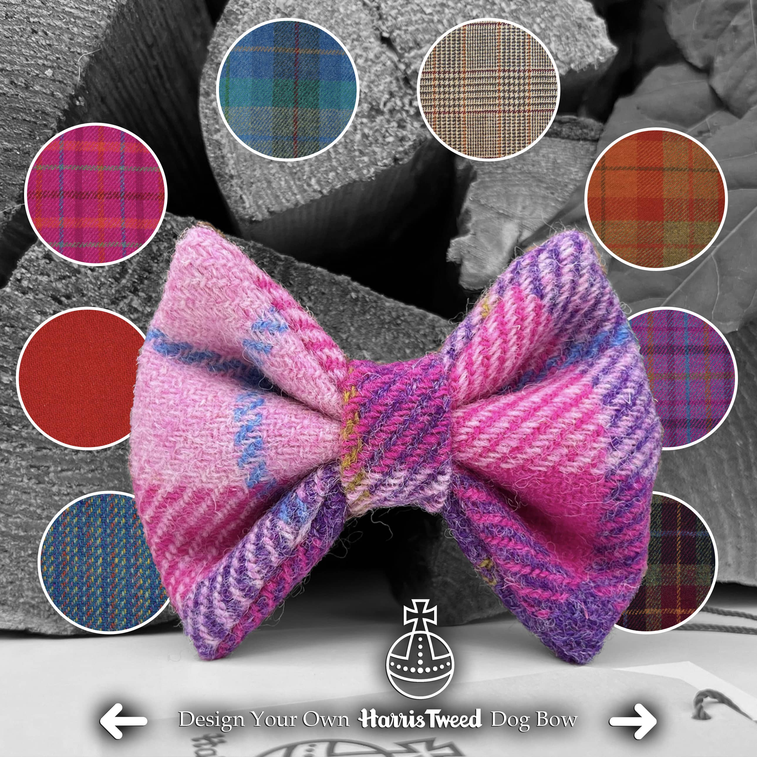 Design Your Own Harris Tweed® Dog Bow Dash Of Hounds