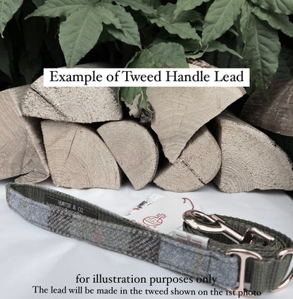 Harris Tweed® Mustard Blue Check Dog Collar Bow & Lead Set Hunter & Co.